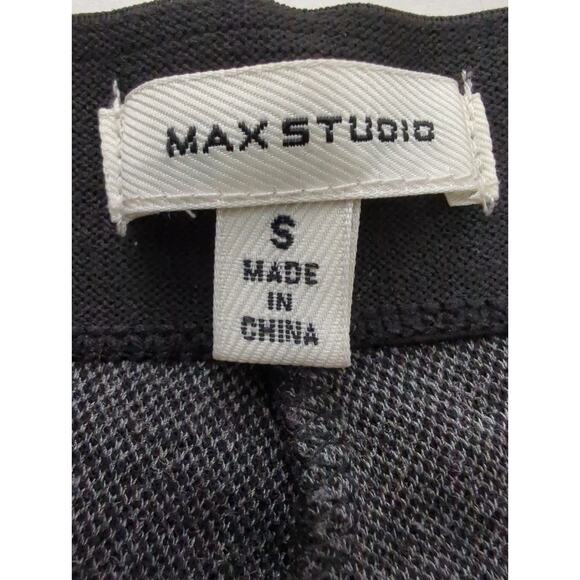 MAX STUDIO Boot Leg Pull 4 way Stretch Black Gray Houndstooth Pants Women Size S - Picture 2 of 6